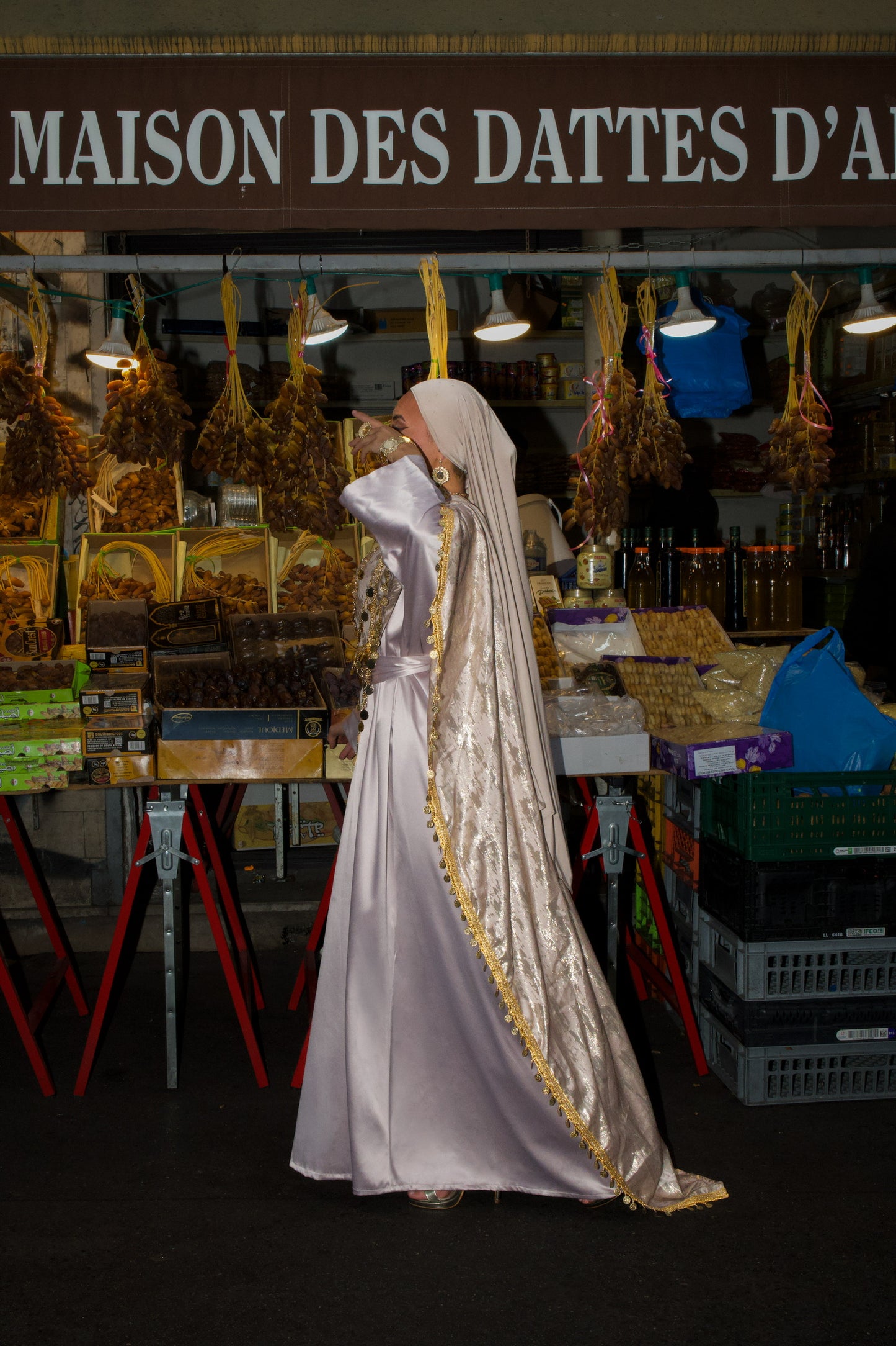 Robe Nala Chaoui Algérienne | Sous-Robe Satin & Drapé Dos | Fait Main Algérie